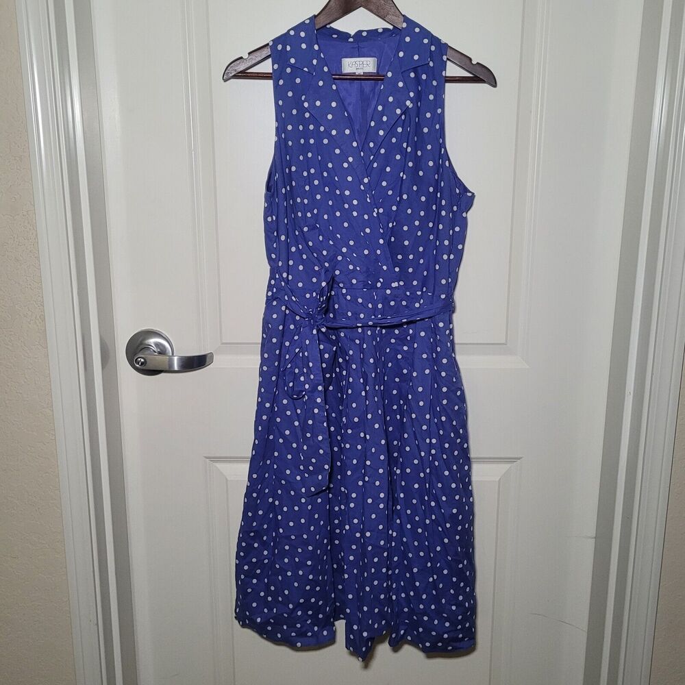 Kasper Blue Polka Dot Mini Dress